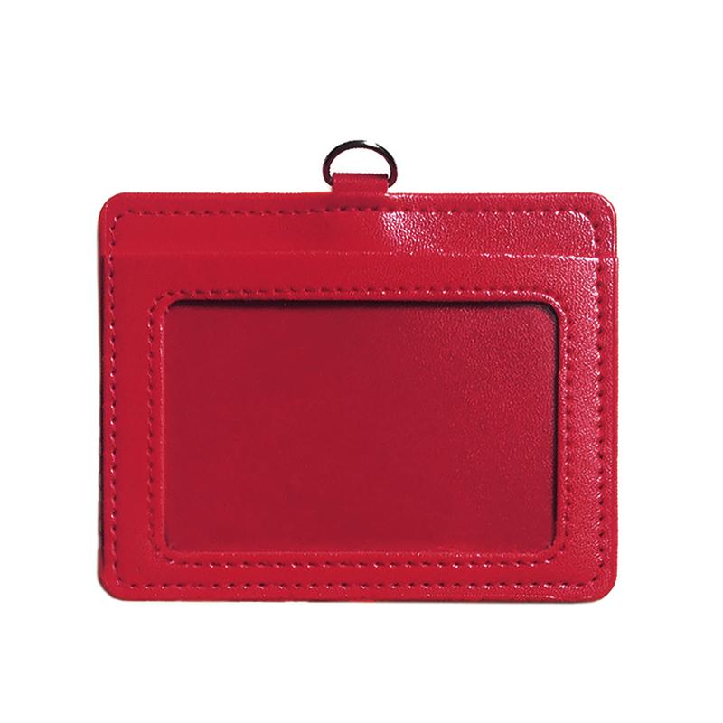 Premium PU Leather ID Card Holder Horizontal-Red